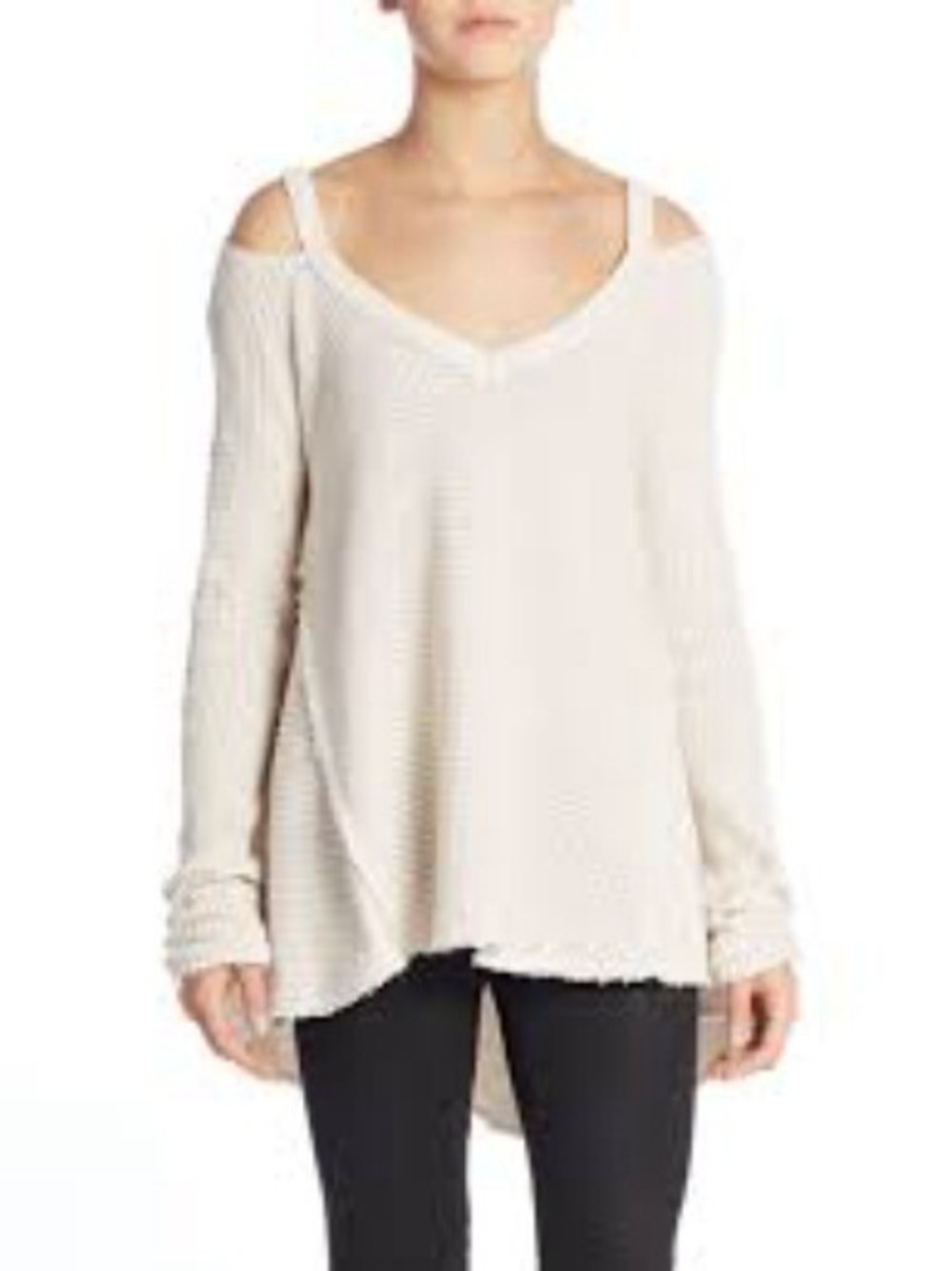 Free People Moonshine Waffle Knit Cold Shoulder Sweater